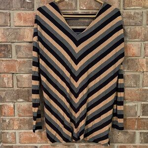 Striped V-Neck Tunic Top